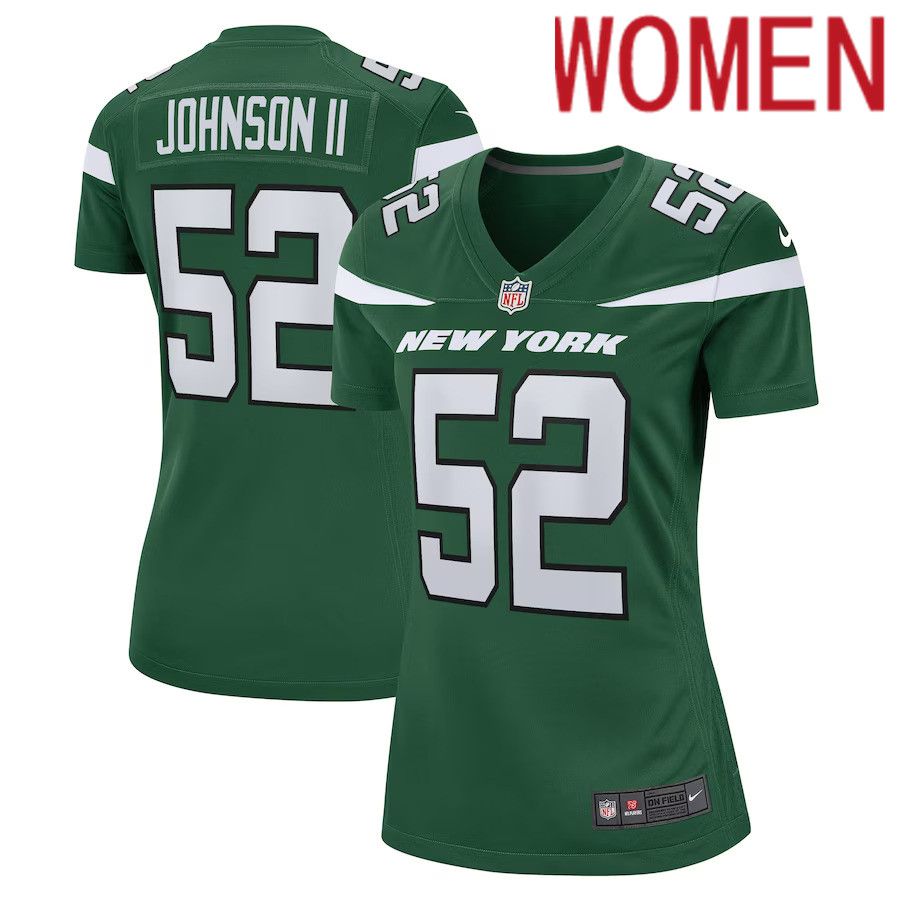 Women New York Jets 52 Jermaine Johnson II Nike Gotham Green Game Player NFL Jersey